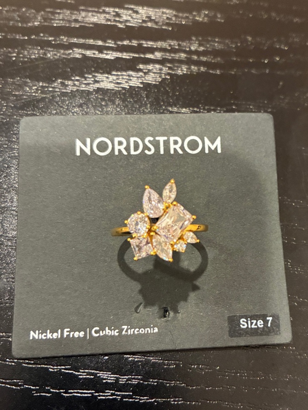 Nordstrom Gold Cubic Zirconia Floral Cluster Ring with Clear Stones